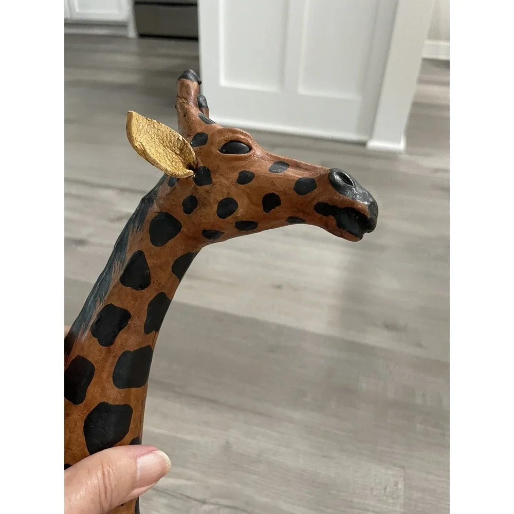 Vintage Leather Wrapped Giraffe Large Statue‎ Decor Figure 17